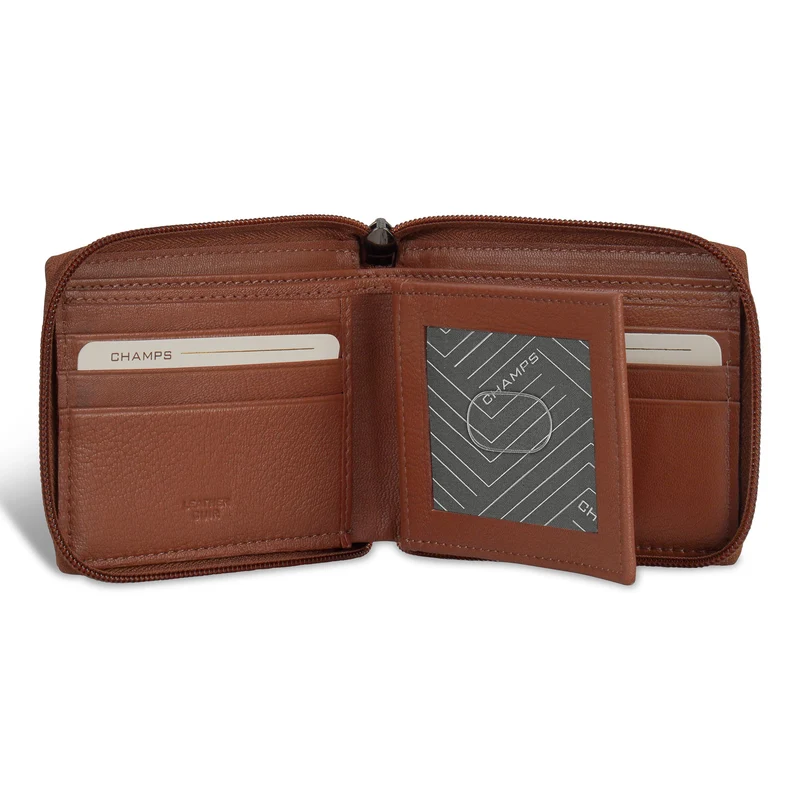 Onyx / Leather Zip Around Wallet *Drop Ship*