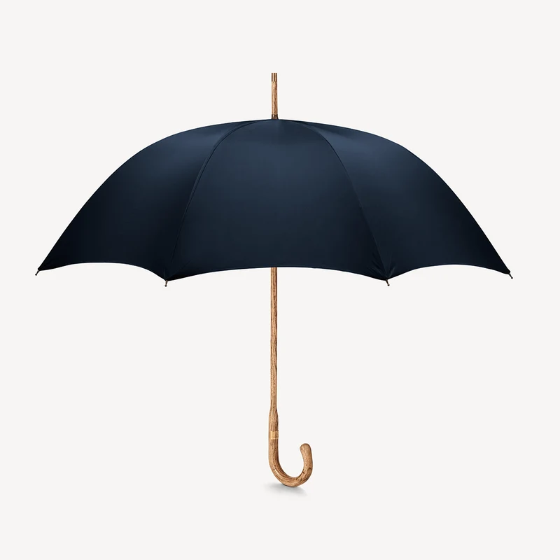 Parapluie en noyer pour homme - Bleu marine foncé