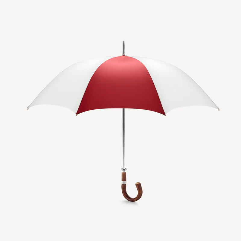 Parapluie de golf à poignée courbe - Bordeaux et blanc