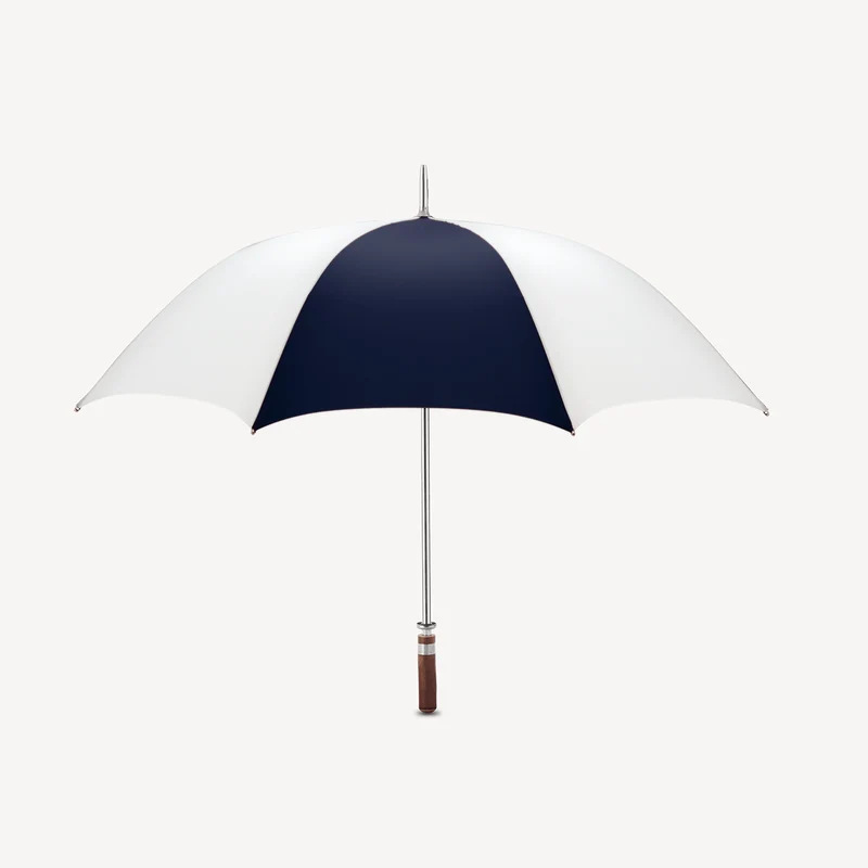 Parapluie de golf à poignée droite - Bleu marine foncé et blanc