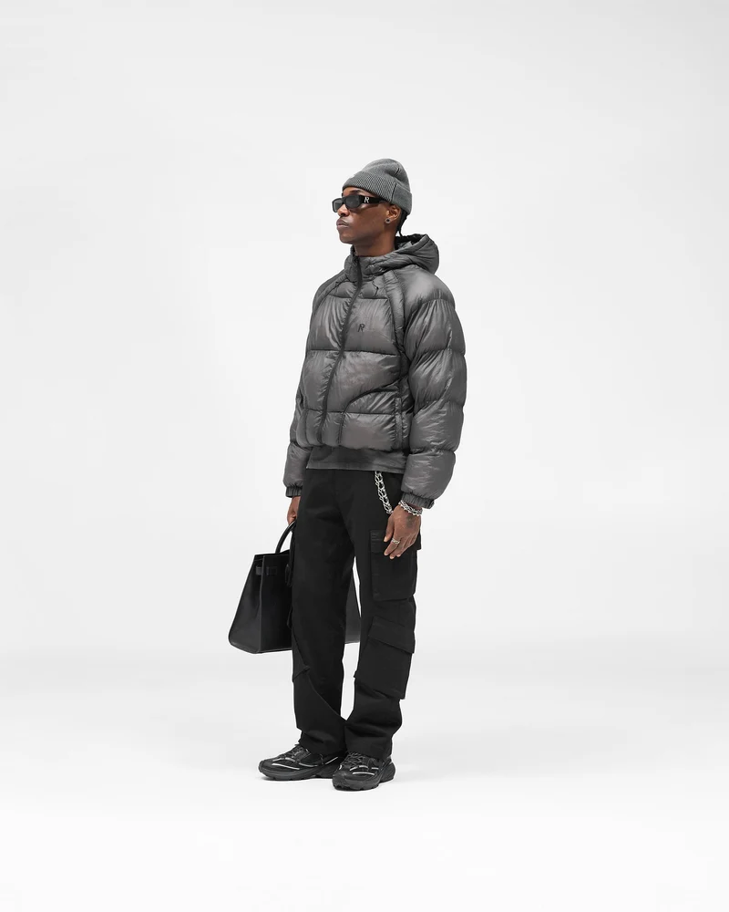 Translucent Hooded Puffer - Washed Black