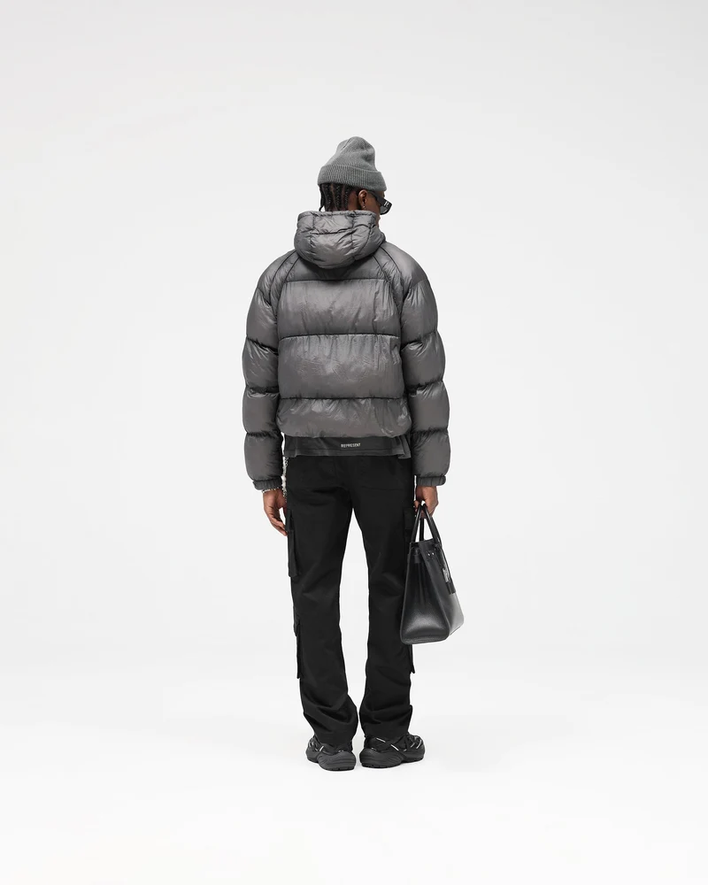 Translucent Hooded Puffer - Washed Black