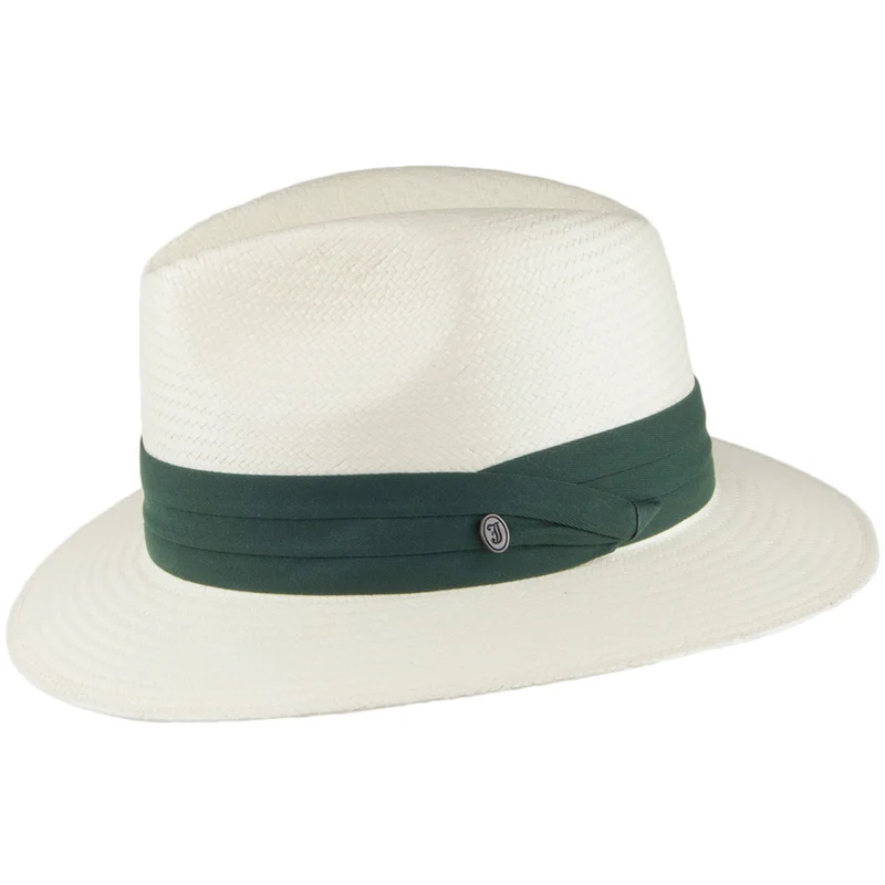 Chapeau Fedora Safari en Paille Toyo avec Bandeau olive JAXON & JAMES