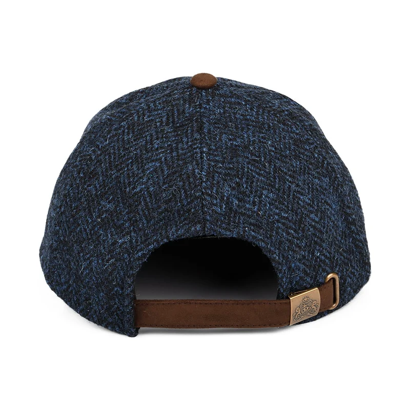 Casquette en HARRIS TWEED bleu marine-marron FAILSWORTH