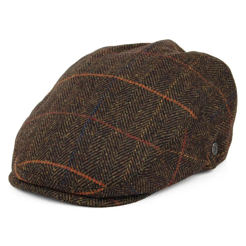 Casquette Plate à Carreaux Glasgow olive JAXON & JAMES - VENTE EN GROS