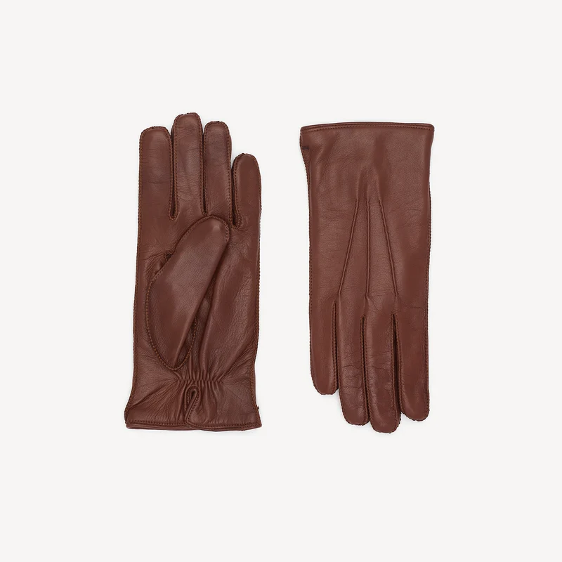 Gants en cuir pour homme - Marron (Cachemire)