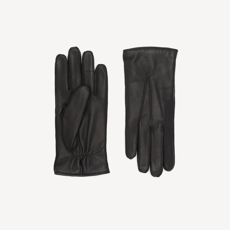 Gants en cuir pour homme - Noir (Cachemire)