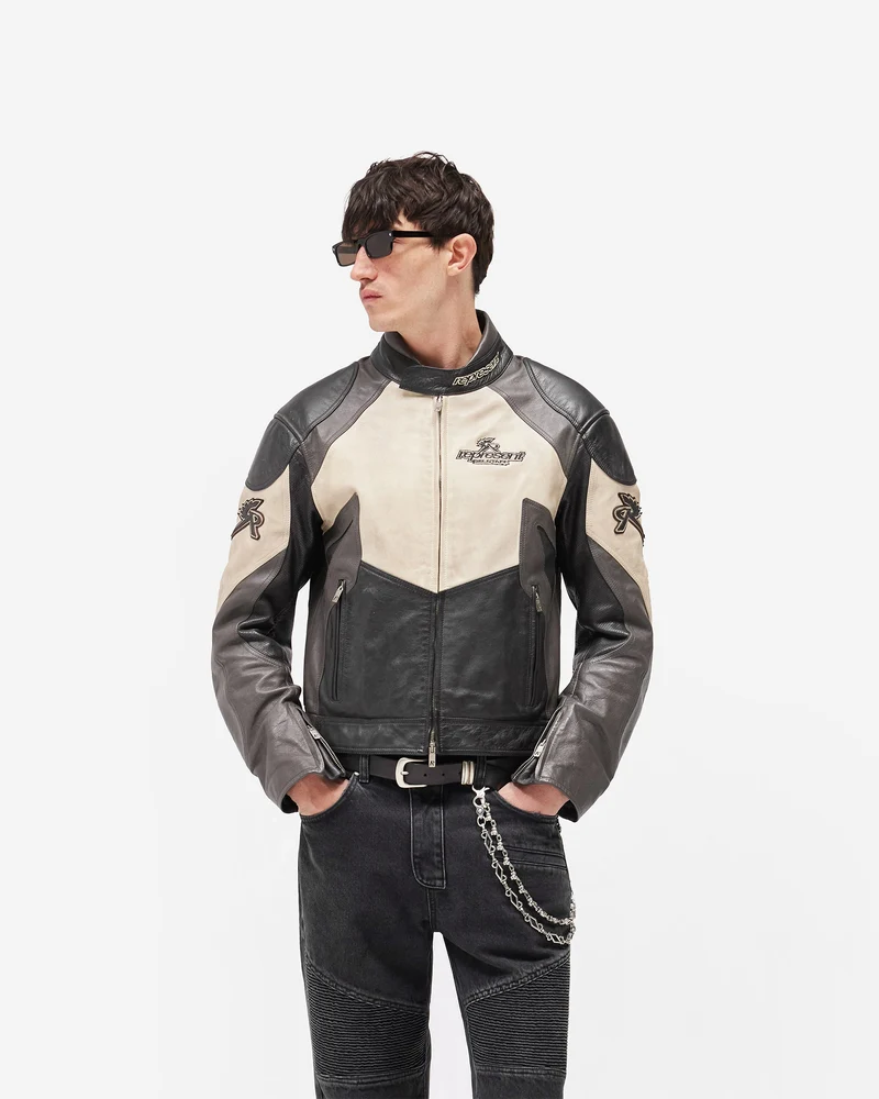 Represent X Belstaff Leather Race Jacket - Black