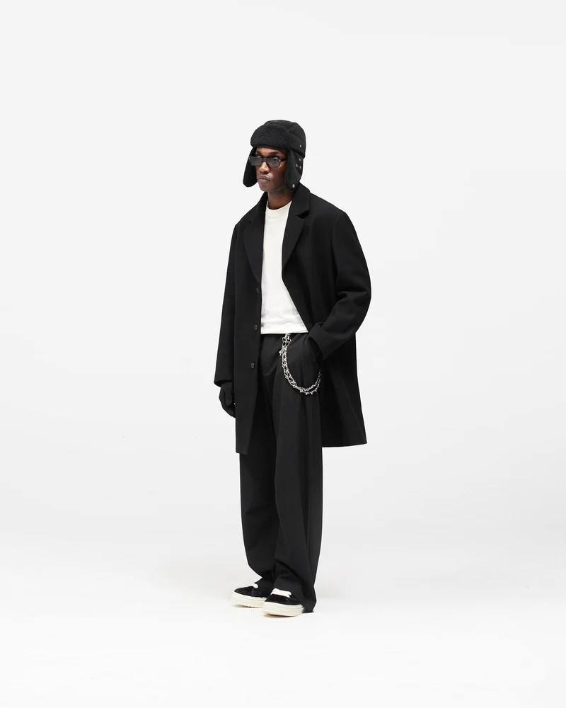 Relaxed Overcoat - Jet Black