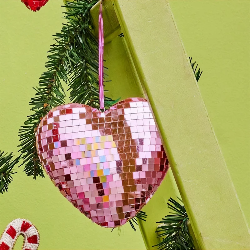 Boule disco Coeur M - Rose