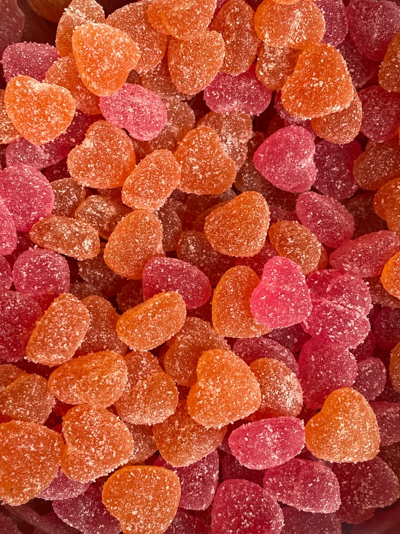Bonbons cœurs de pêches sans sucre
