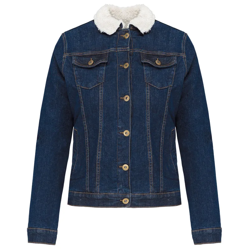 Veste denim doublée sherpa femme