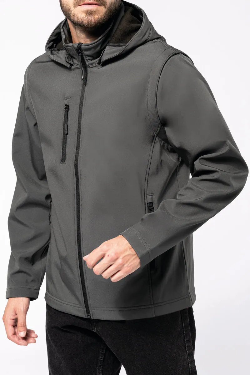 Veste Softshell 3 couches à capuche avec manches amovibles unisexe
