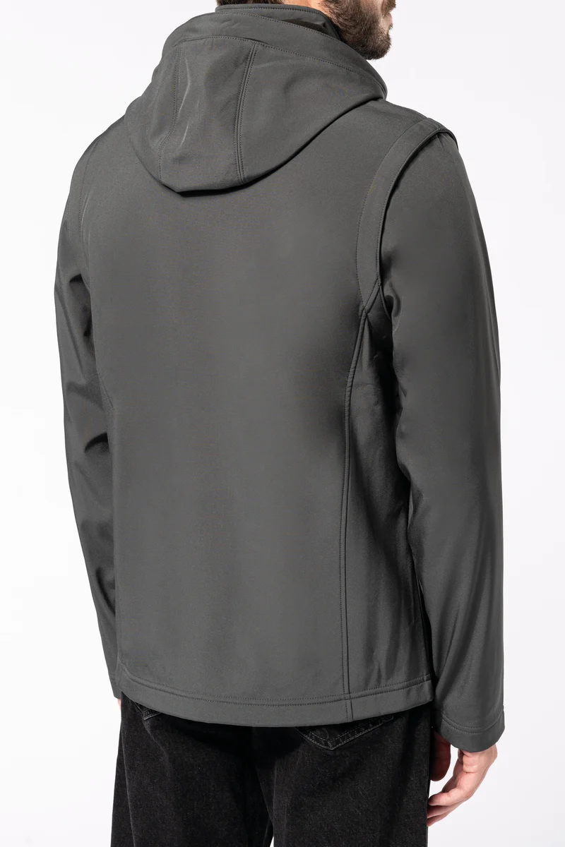 Veste Softshell 3 couches à capuche avec manches amovibles unisexe