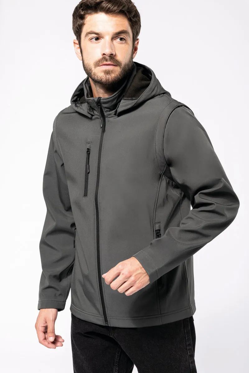 Veste Softshell 3 couches à capuche avec manches amovibles unisexe