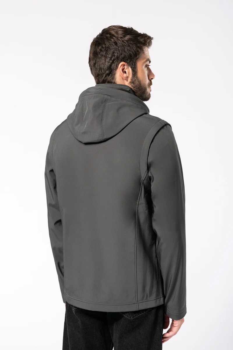 Veste Softshell 3 couches à capuche avec manches amovibles unisexe