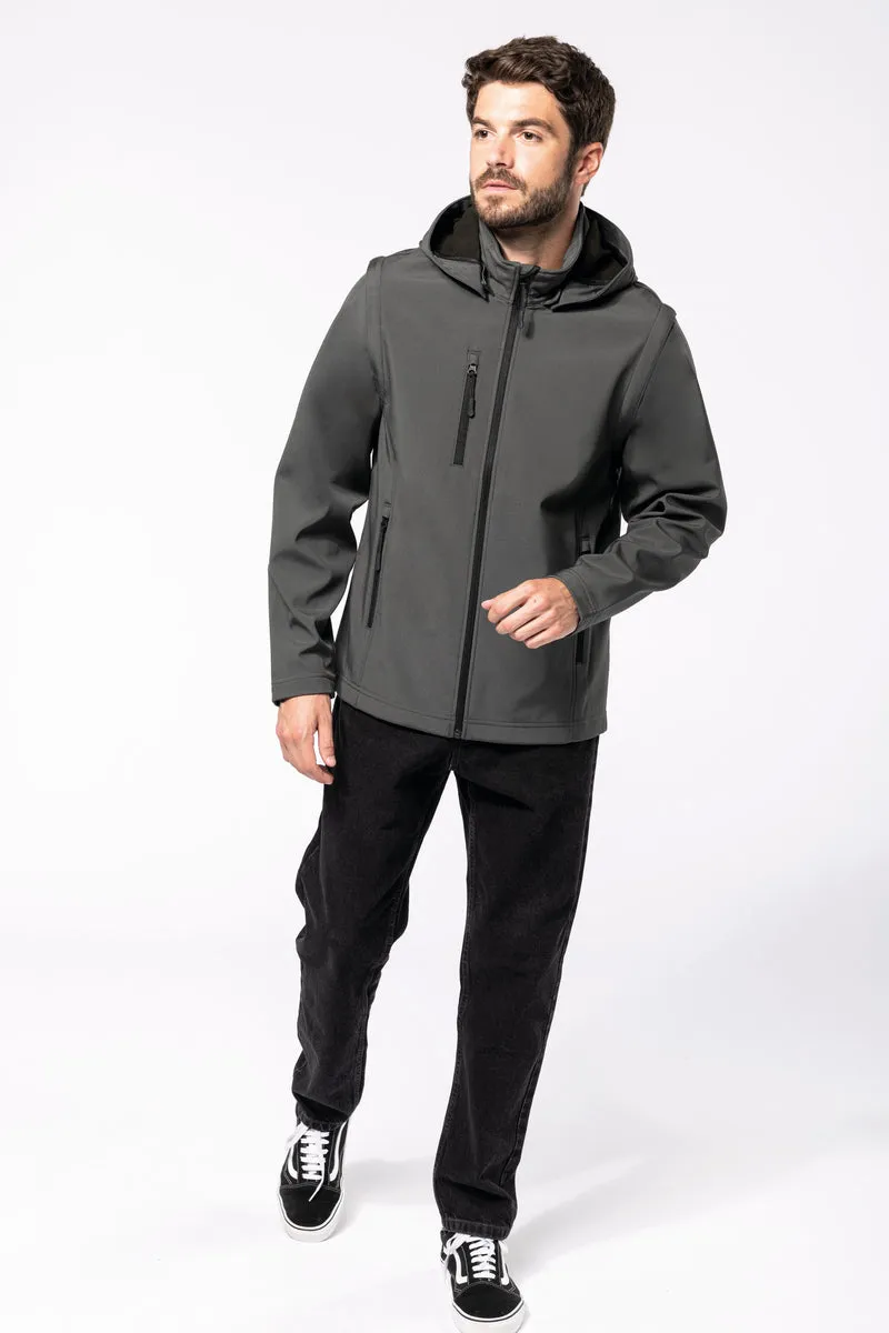 Veste Softshell 3 couches à capuche avec manches amovibles unisexe