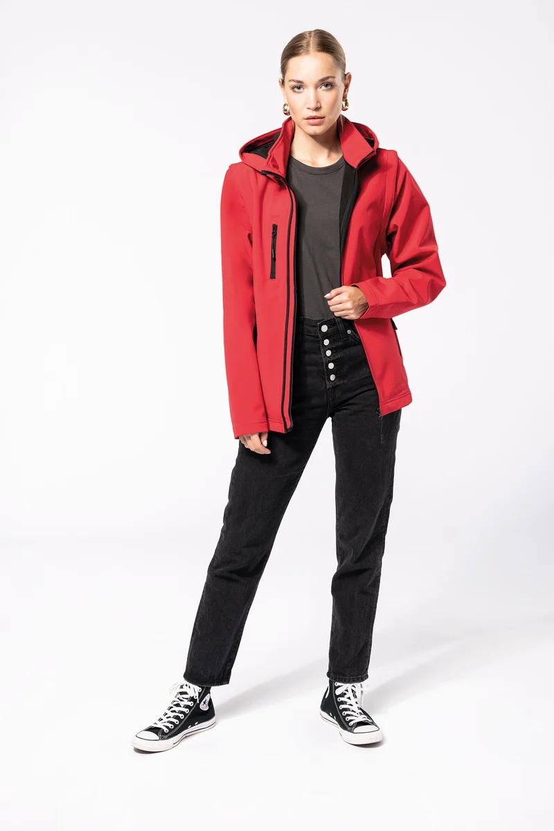 Veste Softshell 3 couches à capuche avec manches amovibles unisexe