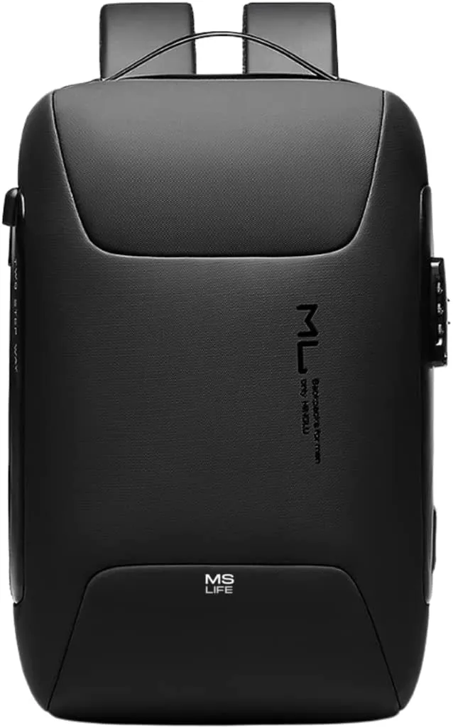 MS Life - Sac à Dos Ordinateur Portable 15,6 Pouces Antivol Étanche avec Port de Charge USB et Port de Casque pour Voyage Affaires École