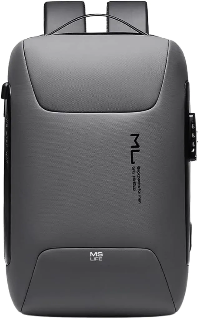 MS Life - Sac à Dos Ordinateur Portable 15,6 Pouces Antivol Étanche avec Port de Charge USB et Port de Casque pour Voyage Affaires École
