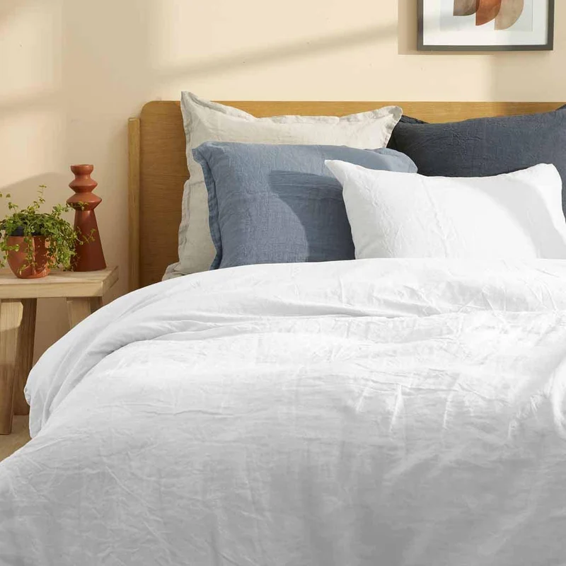 Drap housse pur lin lavé Bohème Blanc pur / 90X190 déclassé - LN091