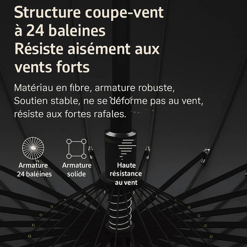 Maestral 24 - Parapluie long manche, large couverture, automatique.