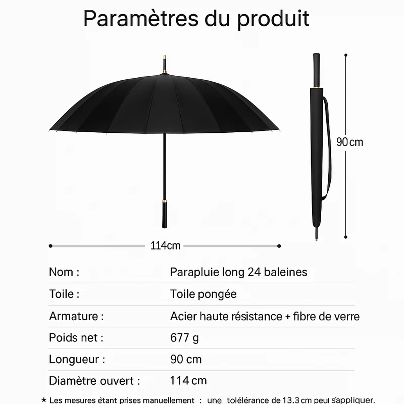 Maestral 24 - Parapluie long manche, large couverture, automatique.