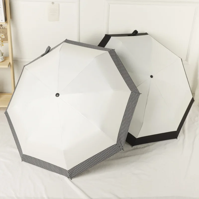 Check&Go - Parapluie femme, pliant, compact, style à carreaux.