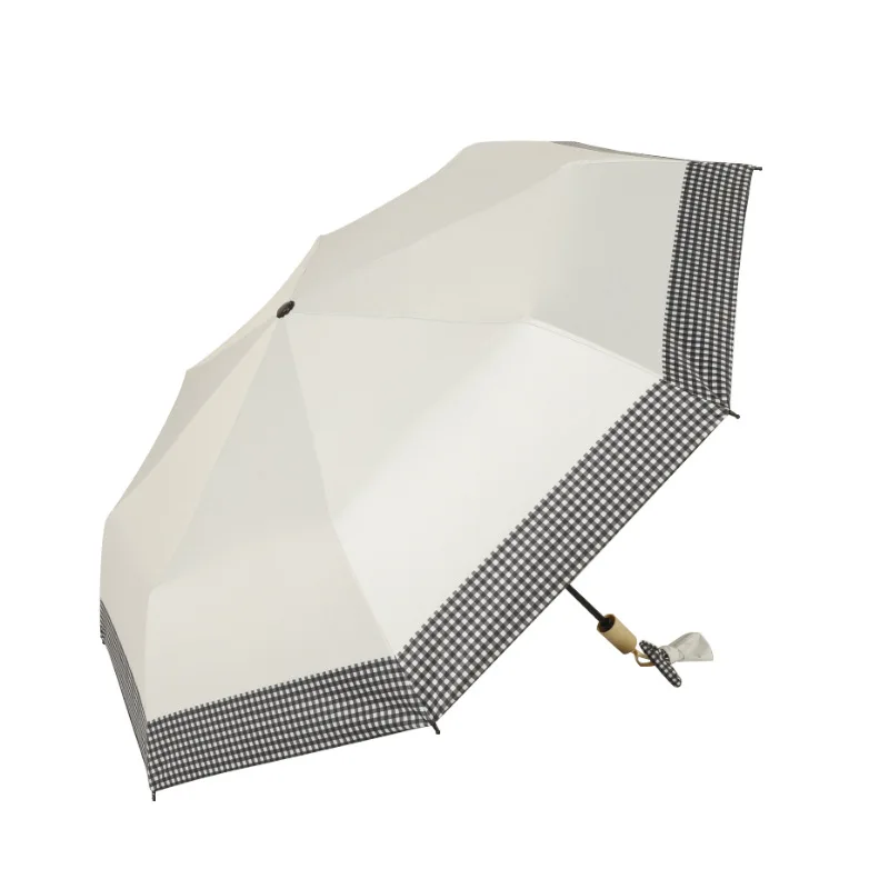Check&Go - Parapluie femme, pliant, compact, style à carreaux.