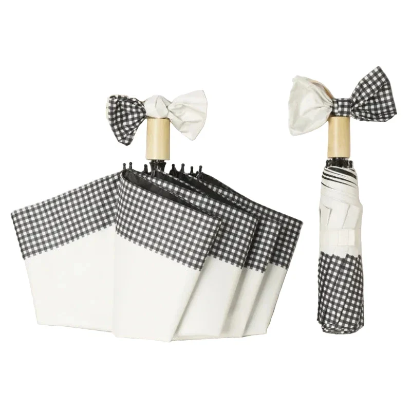 Check&Go - Parapluie femme, pliant, compact, style à carreaux.