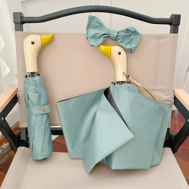 Duckina - Parapluie femme, pliant, poignée canard original.