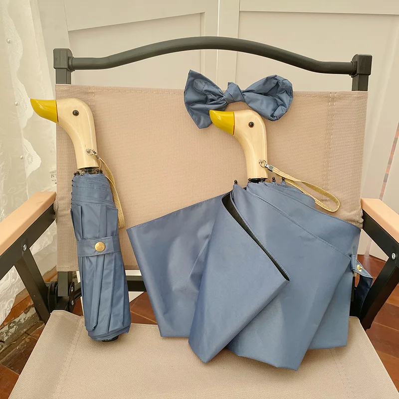 Duckina - Parapluie femme, pliant, poignée canard original.