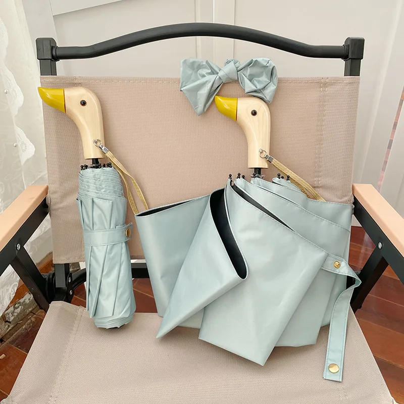 Duckina - Parapluie femme, pliant, poignée canard original.