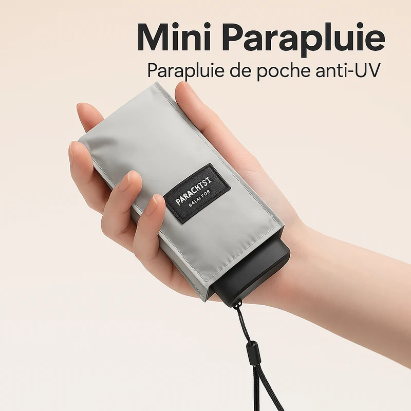 PARACHASE6001 - Parapluie pliant compact, plat, léger.