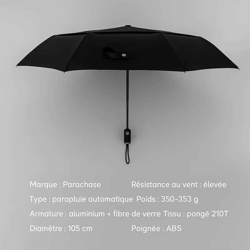Parachase3280 - Parapluie pliant, compact, automatique, robuste.