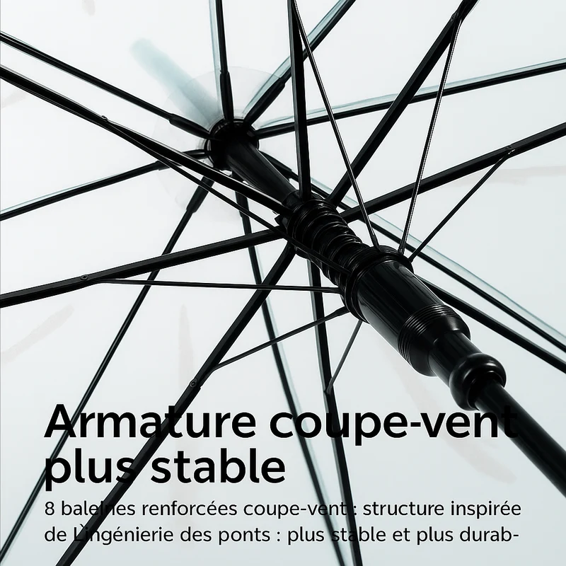 Médusea - Parapluie transparent, design méduse, resistant au vent.