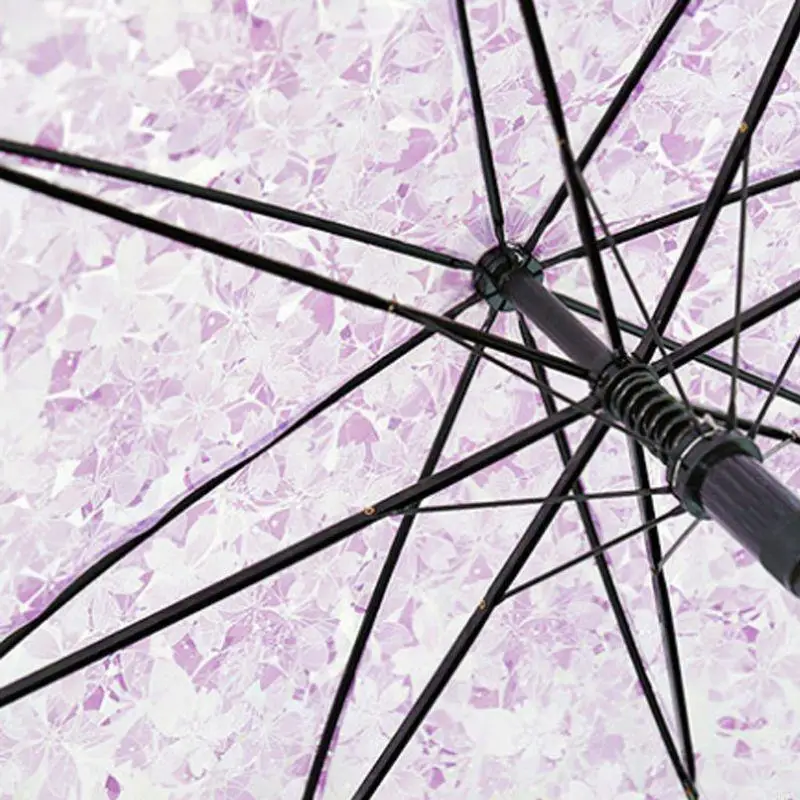 Cloche Florale - Parapluie transparent, dôme, motif fleur, semi automatique.