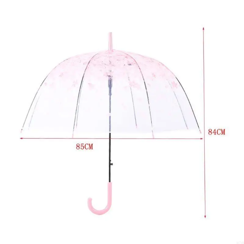 Cloche Florale - Parapluie transparent, dôme, motif fleur, semi automatique.
