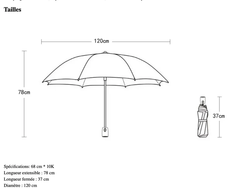 ImperiumCompact - Parapluie anglais, pliant et compact, large protection, robuste, automatique.