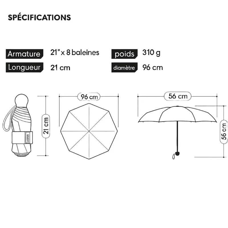 PocketShield - Parapluie anglais, pliant et ultra compact, large protection.