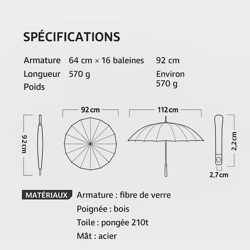 Golfmaster - Parapluie anglais, élégant, large protection, automatique.