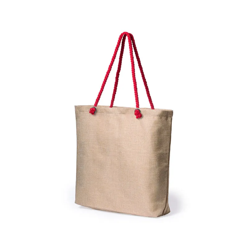 Sac shopping en polyester bicolore avec corps en coloris naturel HOLFOX