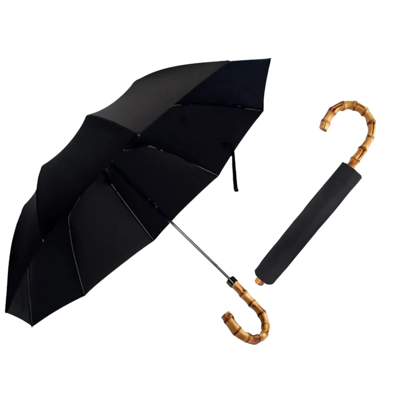 Bamboo Heritage -Parapluie anglais, pliant, poignée bambou, robuste.