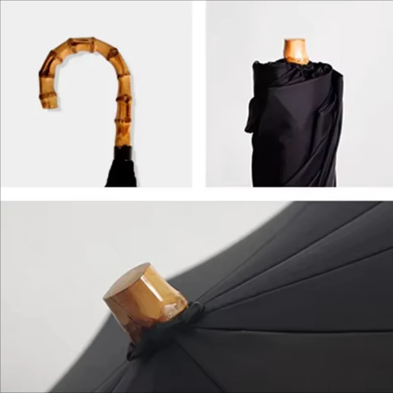 Bamboo Heritage -Parapluie anglais, pliant, poignée bambou, robuste.