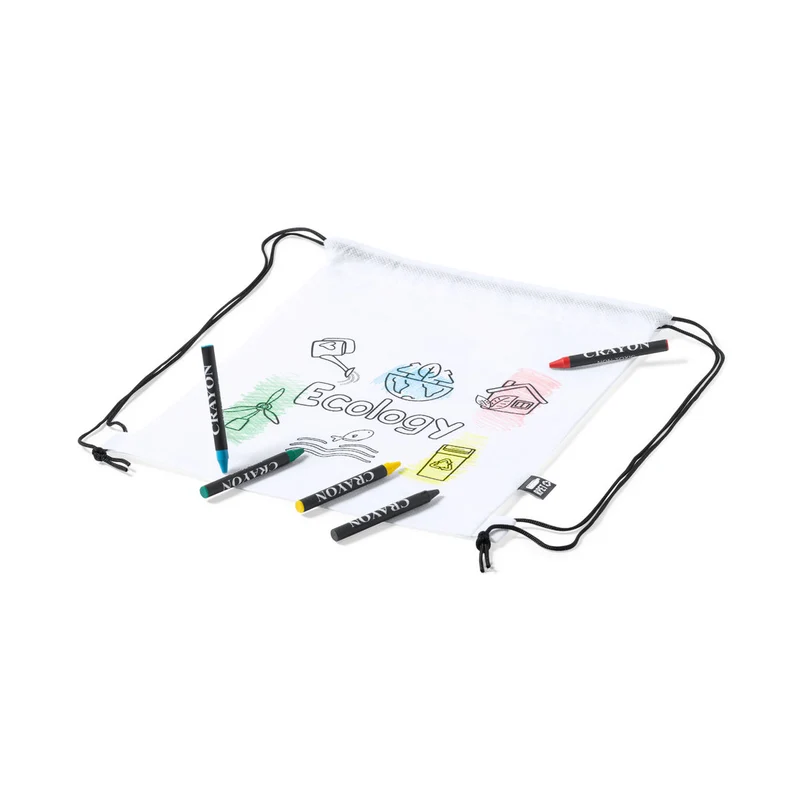 Sac à dos avec cordes rpet non tissé blanc, 5 crayons inclus BALARD