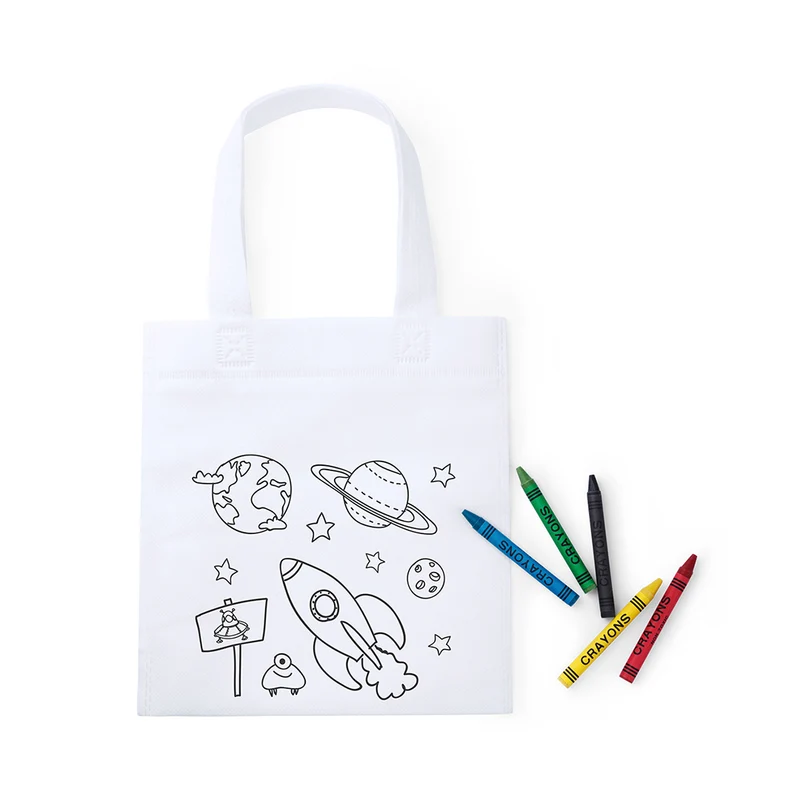 Sac blanc en intissé spécialement prévu pour le coloriage MOSBY