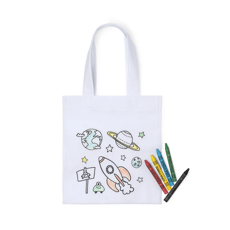 Sac blanc en intissé spécialement prévu pour le coloriage MOSBY