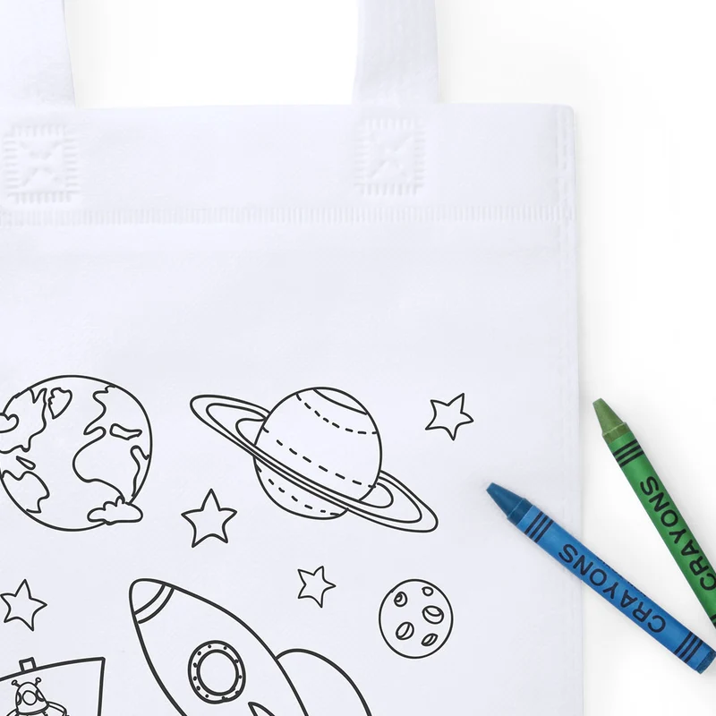 Sac blanc en intissé spécialement prévu pour le coloriage MOSBY