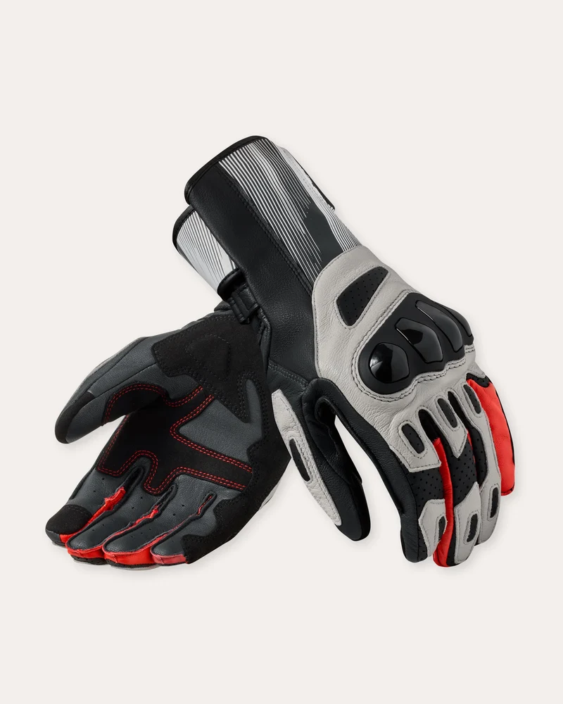 Gloves Metis 2 | Light Grey-Neon Red