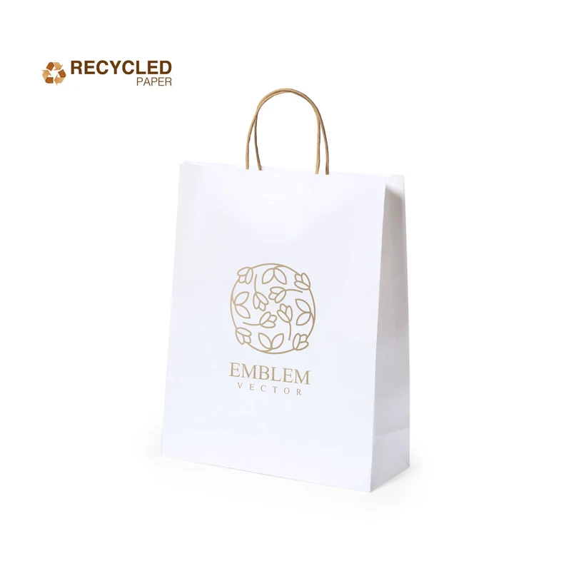 Sac en papier recyclé 100g/m2 anses courtes renforcées CYNTHIA